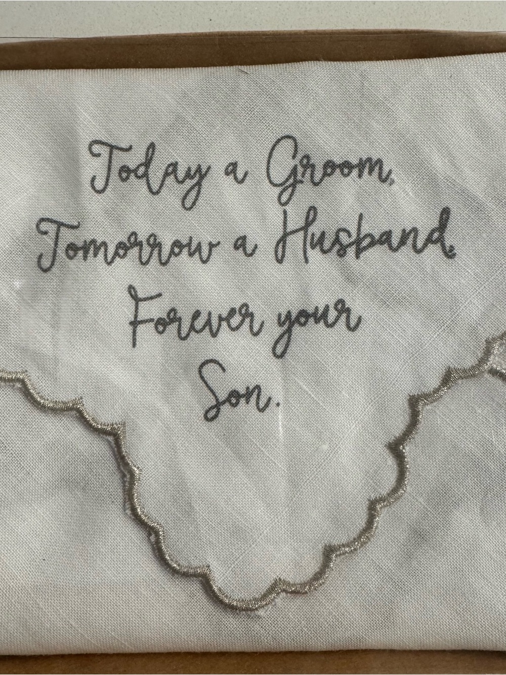 NWT Mud Pie Groom Wedding Handkerchief | “Today a Groom, Tomorrow a Husband” Gif